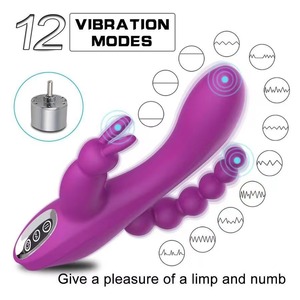 Vibratore Rabbit per Punto G con Perline Anali, Stimolatore Clitorideo a Tripla Massaggio, 10 Modalità, in Silicone Medicale, Giocattolo Sessuale Femminile - Product Image 1