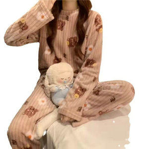 2.95 Dollar Model RCK003 <strong>Ladies</strong> Soft <strong>Fluffy</strong> Fleece Pullover Pants Loose Pajamas Set for Korean <strong>Pyjamas</strong> Women Sleepwear - Product Image 2