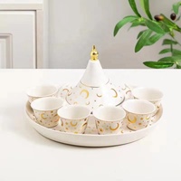 Ensemble de 8 tasses à café et thé en céramique dorées, style créatif, pour la maison, idéal pour le Ramadan et l'Aïd, vente en gros