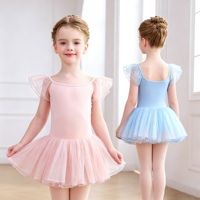 Tutú de Ballet para Niñas, Leotardo con Malla, Manga Corta, Vestido de Tul, Ropa de Baile para Niñas, para Clases de Danza y Actuaciones en Escenario