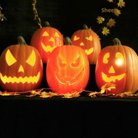 Lanterne citrouille d'Halloween en plastique moulé par soufflage, décor lumineux ajouré fantaisie