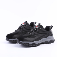 Chaussures de sport pour hommes, baskets de sécurité de haute qualité, élégantes avec bout en acier, couleur noire et caoutchouc