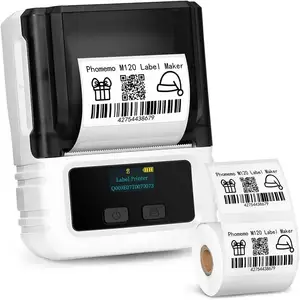 Phomemo M120 Portable Wireless Thermal Printer QR Code Label Maker for Store Address Sticker Mobile Phone Label Creator