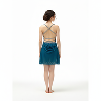 Costume de danse de scène professionnel pour femmes en spandex/nylon avec strass et jupe transparente Fitdance