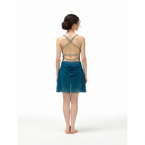 Costume de danse de scène professionnel pour femmes en spandex/nylon avec strass et jupe transparente Fitdance - Product Image 2