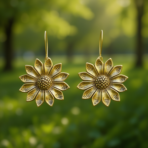 Boucles d'oreilles pendantes vintage à motif floral pour femmes, plaquées or antique, en alliage de zinc, bijoux religieux islamiques Allah, boucles d'oreilles pendantes tendance - Product Image 2