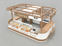 Kiosque à café moderne personnalisé, stand de café pour centre commercial, comptoir de café intérieur, kiosque à boissons et à nourriture avec auvent métallique, vitrine à pâtisserie