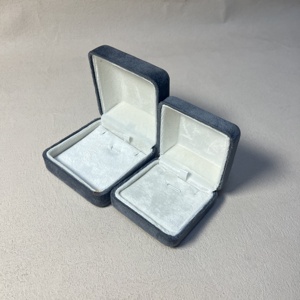 Factory Wholesale Custom Luxury Grey Velvet Jewelry <b>Box</b> Set For <b>Ring</b> Bracelet Pendant Necklace Earring Embossed Logo Available - Product Image 3