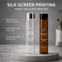 Flacons en verre tubulaires personnalisés de 5 ml à 30 ml, impression sérigraphique, logo estampé à chaud, flacons d'échantillons transparents ambrés avec bouchons