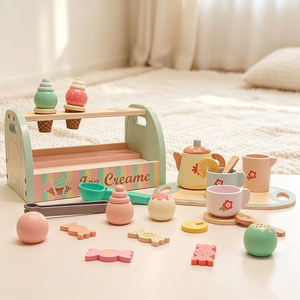 Jouet en bois stand à glaces Montessori, chariot <span class=keywords><strong>de</strong></span> <span class=keywords><strong>jeu</strong></span> d'imitation, <span class=keywords><strong>jeu</strong></span> <span class=keywords><strong>de</strong></span> <span class=keywords><strong>simulation</strong></span> <span class=keywords><strong>de</strong></span> <span class=keywords><strong>cuisine</strong></span>, cadeau d'apprentissage précoce pour enfants - Product Image 1