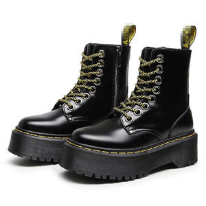 أحذية عمل نسائية بسمك 8 فتحات ، أحذية بريطانية بنمط مارتن بسحاب جانبي ونعل سميك من الجلد الطبيعي - Product Image 6