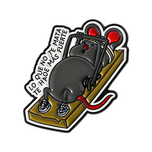 دبابيس مينا إسبانية بتصميم فأر رياضي رافع أثقال، بروشات وشارات ياقة بتصميم 'ما لا يقتلك يجعلك أقوى'، هدية مجوهرات - Product Image 1