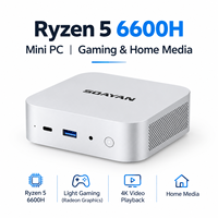 Mini PC AMD Ryzen 5 6600H avec 12 Go/16 Go LPDDR5, SSD NVMe, AMD Radeon 660M, pour Gaming 4K et Divertissement à Domicile, Ordinateur de Bureau WIFI6