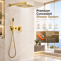 Système de douche encastré en laiton brossé or à 2 fonctions, ensemble de douche pluie pour projets d'ingénierie de salles de bain d'hôtels
