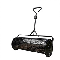 Engrais de surface pour pelouse au tourbe d'algues, 44 pouces, à pousser/tirer |   Rouleau en maille métallique thermolaqué |   Chine noire