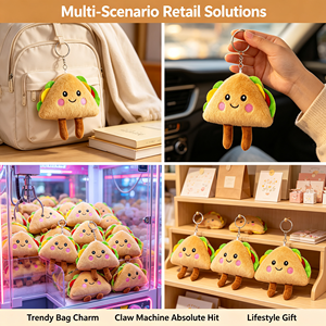 Lindo llavero de peluche de taco, suave, con diseño de comida mexicana, patas colgantes, colgante para mochila, cara sonriente de dibujos animados, regalo - Product Image 4