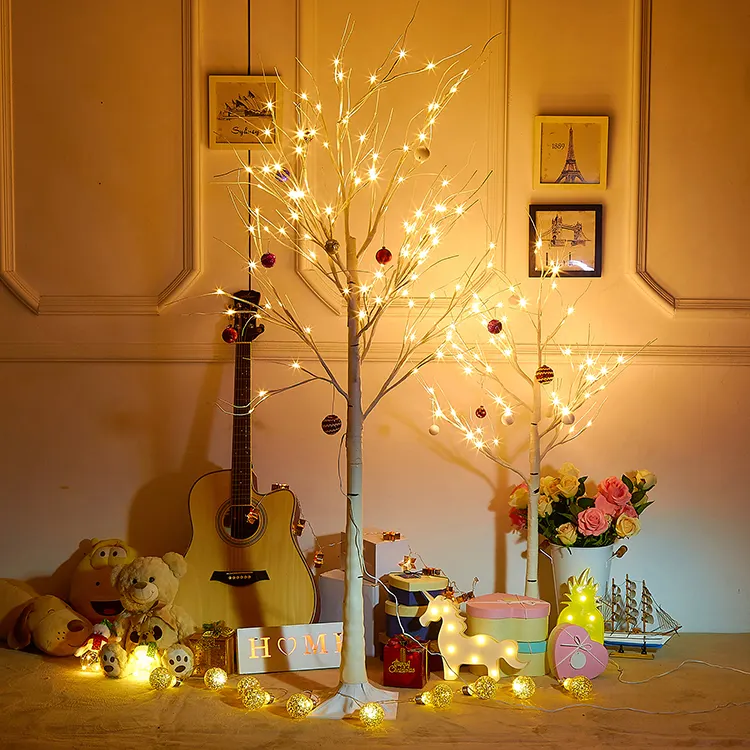 Fabrikant Kunstmatige Warm Wit Twig Plastic 6Ft Besneeuwde Tak Boom Licht Voor Kerst Decoratie