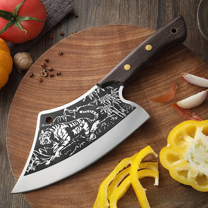 Couteau de boucher forgé à motif de tigre robuste couteau à hacher couperet à viande de cuisine extérieure avec gaine en cuir - Product Image 5
