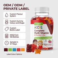 Gummies multivitaminées complètes pour enfants OEM, vitamines B, zinc, soutien immunitaire, 120 gummies à la pectine, saveurs de fruits
