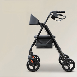 Foldable <b>Rollator</b> <b>Walker</b> with Seat for Seniors Heavy Duty Height Adjustable Mobility Walking Aid with Anti Slip Wheel Brake - Product Image 6