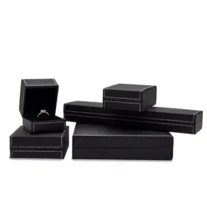 黑色pu皮革首饰盒礼品盒包装盒珍珠耳环项链展示婚礼礼盒