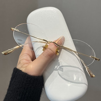 Lunettes sans monture ultra-légères pour femmes, accessoire de maquillage populaire, PC anti-lumière bleue, petites montures de lunettes pour myopie
