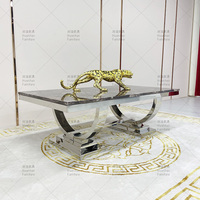 Table basse carrée, meuble de salon, bon marché, design moderne, prix d'usine, avec cadre en métal argenté, haut en marbre, 1 pièce
