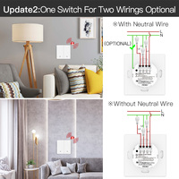 Interruptor de Luz ZigBee, Cableado con o sin Neutro, Sin Capacitor, Compatible con Smart Life/Tuya App, Control por Voz con Altavoz Inteligente