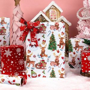Christmas Wrapping <b>Paper</b> Reindeer Snowman Tree Design 17 In X 32.8 Ft Double Side Recyclable Gift Craft <b>Paper</b> - Product Image 3