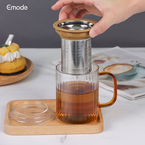 Vente en gros de tasses à thé en verre borosilicate vert personnalisées de 350 ml, infuseurs à thé en acier inoxydable, <span class=keywords><strong>tasse</strong></span> <span class=keywords><strong>avec</strong></span> couvercle, poignée colorée - Product Image 6