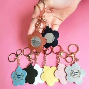 Hot Selling Rose Gold Keychain With Mini <b>Makeup</b> Mirror Kawaii Pocket Mirrors Heart Shape Cute Flower - Product Image 2