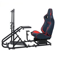 Siège de jeu de simulation de course avec sièges baquet, surpiqûres rouges, rails doubles, siège de jeu sportif pour simulateur de course automobile