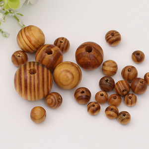Pine Wood Beads Round Single Hole Natural Grain For Bracelet Making Loose Beads DIY Jewelry Accessories - Product Image 2