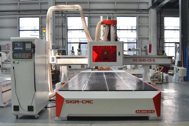 Router ATC cnc ukuran besar 2040 dengan gergaji A6-2040-C8-S mesin cnc pertukangan kayu dengan gergaji kemudi otomatis