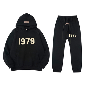 Ensemble de survêtement décontracté pour homme, style streetwear, 100 % coton, imprimé numérique, tricoté, séchage rapide, sweat à capuche et pantalon de survêtement, modèle 1977 - Product Image 2