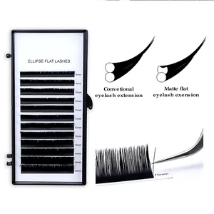 Pluizige 0.15Mm Platte Wimpers Split Tips Piekerige Curl Eye Lash Bulk Individuele Volume Ellips Platte Wimper Extension