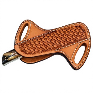 Cuchillo de Caza y Camping de Acero de Damasco con Hoja de Punta Caída y Borde Biselado, Mango de Cuerno de Oveja + Refuerzo de Acero, Utilidad para Exteriores y Bricolaje - Product Image 3