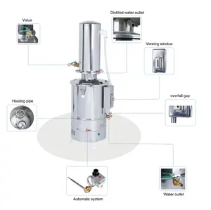 Commercial lab stainless steel water distiller machine 5/10/20L steam distillation equipment