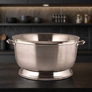 Style N Steel Stainless Steel Ice Bucket Round Elegant Design Rust Resistant Party Beverage Tub with Handles - Product Image 4