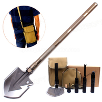 AJOTEQPT Pelle tactique pliante en acier à haute teneur en carbone Outil multiple de survie en plein air avec poche pour la randonnée d'urgence