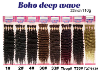 Extensions de cheveux au crochet bouclés souples et sans nœuds, style bohème, 22 pouces, 4X, Deep Wave, pour micro-tresses et tresses bohèmes