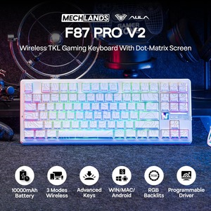 Clavier mécanique AULA F87 <span class=keywords><strong>Pro</strong></span> V2 TKL, sans fil, trois modes, éclairage RGB, touches PBT, montage Gasket, clavier de jeu pour PC - Product Image 2