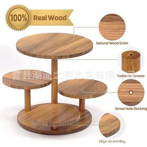 Plateau de présentation/support de rangement/support à gâteaux rond/support à gâteaux à plusieurs niveaux en bois - Product Image 3