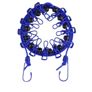Wholesale 1pc Flexible Portable Clothesline 12 <b>Clips</b> Outdoor No Punching Required Travel Camp Retractable Clothes Rope Drying - Product Image 1