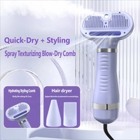 Brosse automatique rechargeable autonettoyante pour chat et animal de compagnie, outil rapide d'élimination des poils, pulvérisation de brume, massage, 3 vitesses, séchage à flux d'air constant