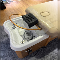 Lit de massage multifonctionnel moderne pour salon d'hôtel, en bois, avec lavage de cheveux électrique, massage thaïlandais, traitement capillaire, spa, shampooing, bassin en céramique
