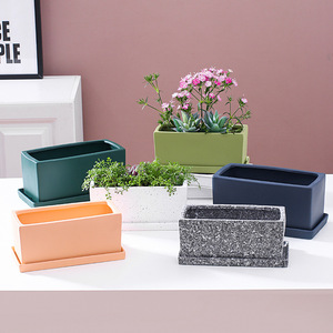 Vasi di <span class=keywords><strong>piante</strong></span> succulente quadrati rettangolari in ceramica per interni fioriera vaso di <span class=keywords><strong>fiori</strong></span> <span class=keywords><strong>cactus</strong></span> <span class=keywords><strong>con</strong></span> vassoio per <span class=keywords><strong>piante</strong></span> verdi OEM - Product Image 4