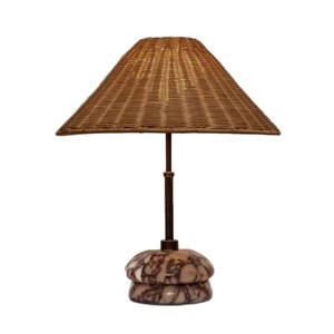 Lampe de table en rotin de style japonais Wabi Sabi, ampoule LED E27, interrupteur de commande, éclairage de bureau écologique pour chambre à coucher - Product Image 5
