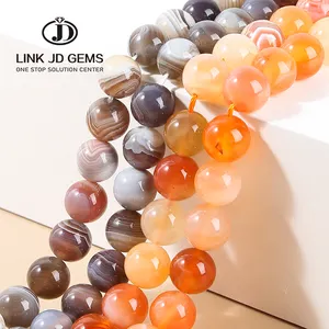 Natural Persian 6 8 10 12 14 MM Gemstone Stone Pink Botswana Agate Beads for Fashion Bracelet Necklace Making