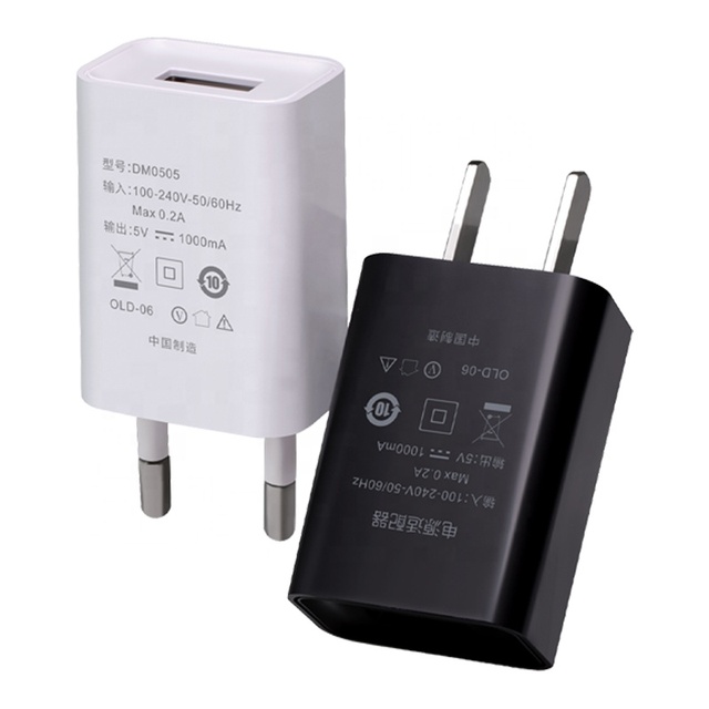 Smart 5W One Port USB Wall Charger 5V 1A Fast Power Supply Adapter for Mobile Devices Camera & More-Fireproof PC Material